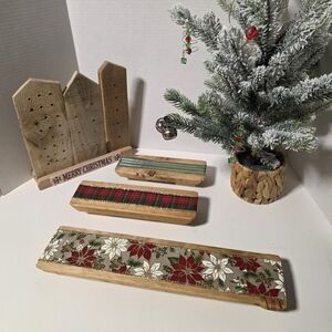 Festive Holiday Decor Primitive Wood Tray Riser Set Of 3 - Classic